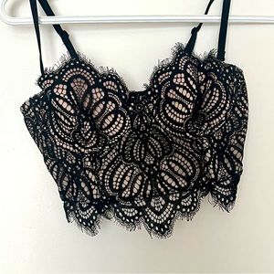 Black & Pink Lace Bustier (S)